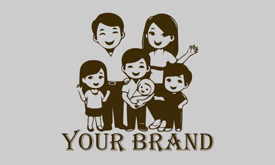 This vector illustration features an Asian family consisting of a father, mother, son, and daughter. create a comfortable and loving atmosphere. This illustration is suitable for representing the Asia