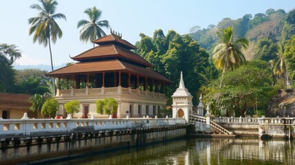 Naklejka premium Beautiful Architecture of Temple of the Tooth in Kandy