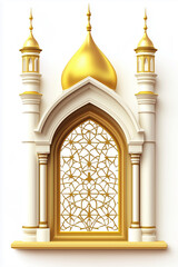 Obraz premium golden and white islamic mosque prayer gate isolated