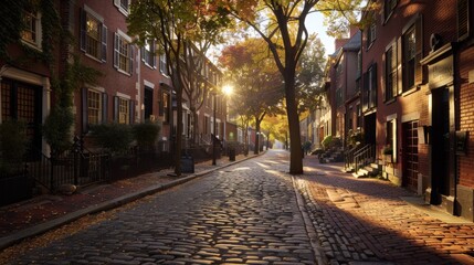 Scenic Walk Along Freedom Trail in Boston, USA
