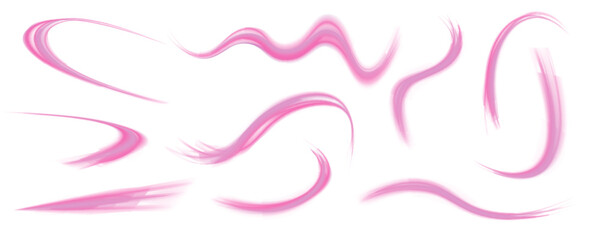 Vector set of lines with a swirl effect on an isolated background in PNG format. High speed connection vector background.	