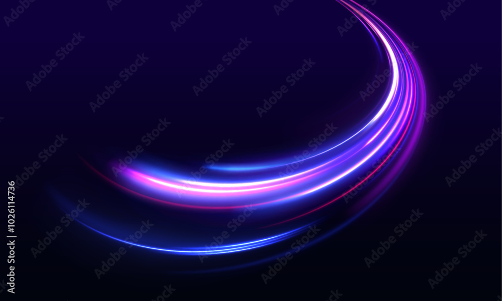 Aufkleber vector speed of light in space on dark background. abstract background in blue, yellow and orange ne