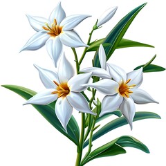 Fototapeta premium White Lilies Bouquet Floral Arrangement Isolated on White Background