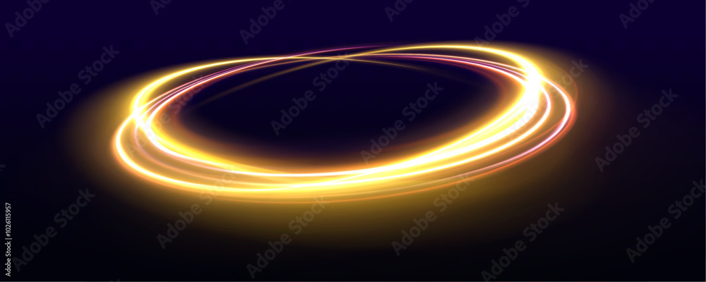 Aufkleber Curve blue line light effect neon swirl. Abstract ring background with glowing swirling background. Energy flow tunnel. Blue portal, platform. Magic circle vector.	