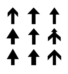 Set of Black Upward Arrows – Minimalist Directional Arrow Icons for Design and Navigation