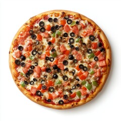 Delicious Homemade Pizza on White Background