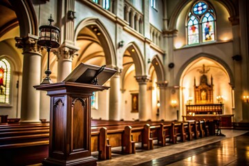 Fototapeta premium Minimalist Photography of Gospel Writers Lectern in Basilica Cathedral, Saint Augustine, Florida