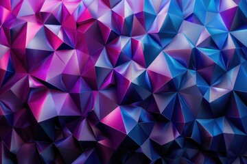 Abstract Geometric Pattern with Metallic Blue and Pink Triangles