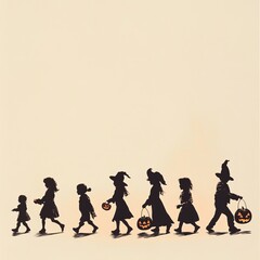 Fototapeta premium Kids TrickorTreating on Halloween Isolated Background
