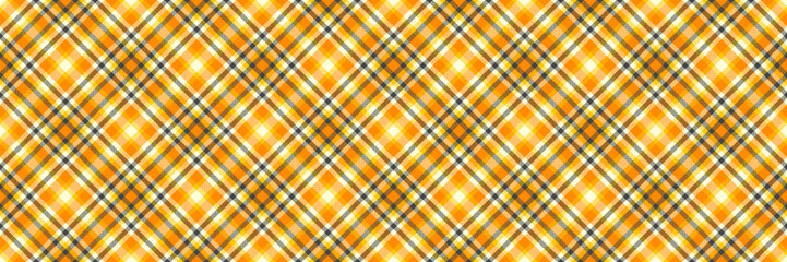 Aged vector check seamless, trendy texture plaid tartan. Doodle background fabric pattern textile in light yellow and dark orange colors.