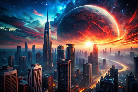 Nibiru Planet Approaching Earth - Cinematic Science Fiction Scene of Potential Collision