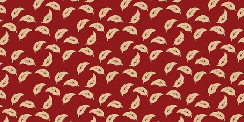 Seamless and cool pattern with unique dark red leaf motif