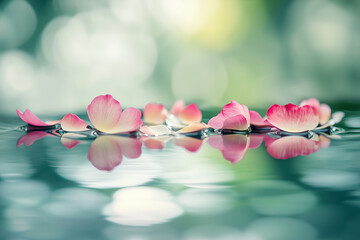Fototapeta premium Flower Petals Floating on a Calm Pond