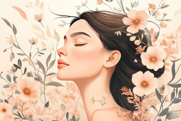 Fototapeta premium Serene Beauty with Floral Surroundings
