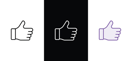 Like confirm and thumb up outline icon. Like or thumbs up icon