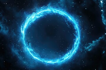 Obraz premium Ethereal Blue Energy Ring in Cosmic Space