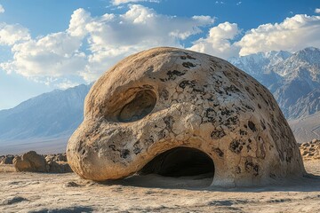 Uniquely Shaped Boulder Resembling an Animal in Landscape