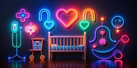 Obraz premium Pediatric Hospital Clinic Icons Set - Vector Design for Medical Care and Health Services