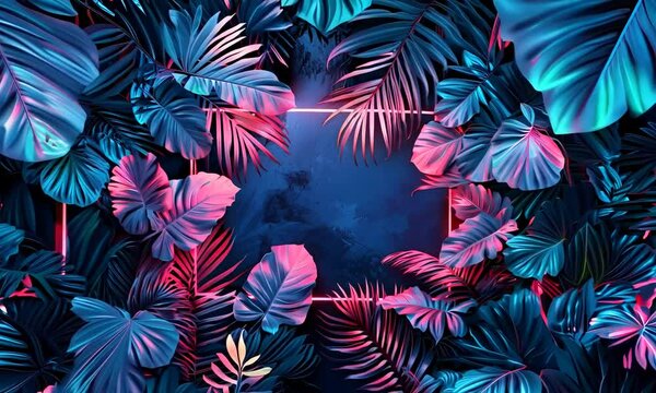 Neon leaf background 