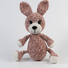 bunny colorful amigurumi doll background white isolated