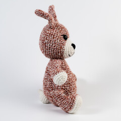 bunny colorful amigurumi doll background white isolated