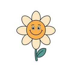 Cute Flower Vector Illustration for Toddler Storybooks.