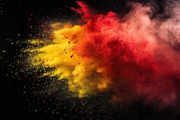 A red and yellow explosion of powdery dust, generative ai image