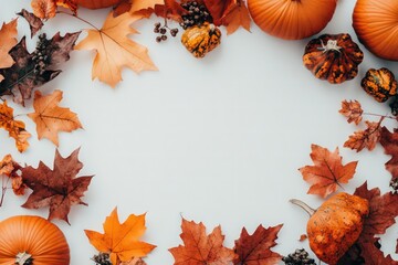 otoÃ±o fondo blanco, hojas de otoÃ±o, calabazas 