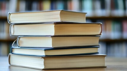 Close-Up of a Stack of Books at a Local Library