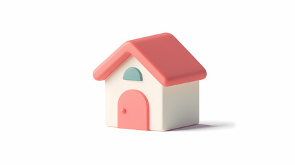  A minimalistic 3D vector for applications and web pages.Plastic render of house on isolated white background. 3d cartoon illustration symbol of security and protection.