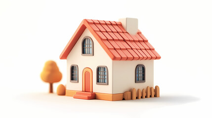  A minimalistic 3D vector for applications and web pages.Plastic render of house on isolated white background. 3d cartoon illustration symbol of security and protection.