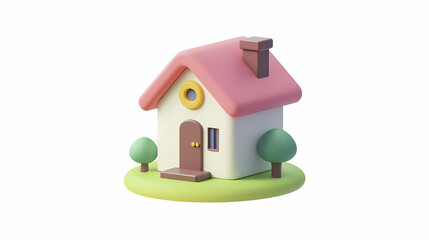  A minimalistic 3D vector for applications and web pages.Plastic render of house on isolated white background. 3d cartoon illustration symbol of security and protection.