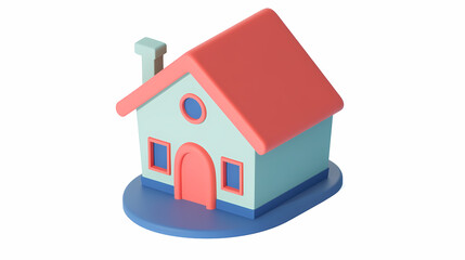  A minimalistic 3D vector for applications and web pages.Plastic render of house on isolated white background. 3d cartoon illustration symbol of security and protection.