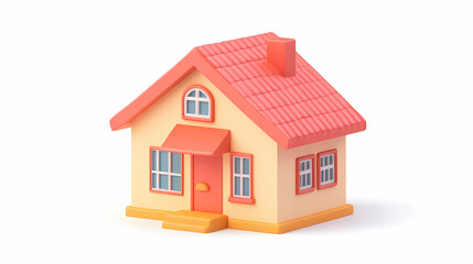  A minimalistic 3D vector for applications and web pages.Plastic render of house on isolated white background. 3d cartoon illustration symbol of security and protection.