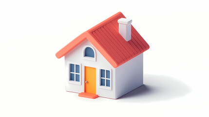  A minimalistic 3D vector for applications and web pages.Plastic render of house on isolated white background. 3d cartoon illustration symbol of security and protection.