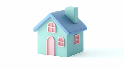 A minimalistic 3D vector for applications and web pages.Plastic render of house on isolated white background. 3d cartoon illustration symbol of security and protection.