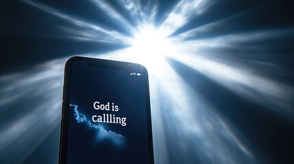 phone screen shows that phone call from God and God is calling written on it