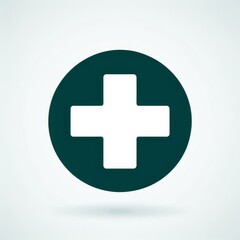 Fototapeta premium Medical Cross Icon in Green Circle – Minimalist Healthcare & Pharmacy Symbol