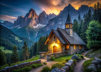 Serene Mountain Chapel in Nature: A Peaceful Retreat for Spiritual Reflection