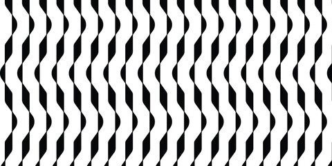 Seamless and unique pattern with curved black objects on a white background