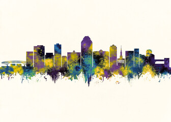 Obraz premium Shreveport City Skyline. Cityscape Skyscraper Buildings Landscape City Downtown Abstract Landmarks Travel Background Modern Art Architecture Business View Building Corporate