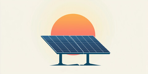 Solar module. vector illustration photovoltaic module. icon, logo. representation of friendly environmental. tree and solar working together for a better and cleaner future. sun source of energy