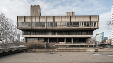 Obraz premium Brutalism thriving in cities, with large, concrete structures that redefine urban architecture.