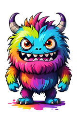 Naklejka premium Cute funny monster. Imitation of painting. Stylized image.