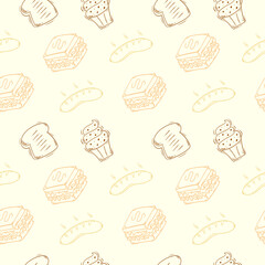food pattern. doodle food pattern. seamless pattern of food and beverage. hand drawn food pattern background