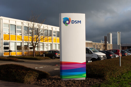 DSM Building Apolloweg 11 in Leeuwarden in the Netherlands. DSM is a Dutch multinational corporation active in the fields of health, nutrition and materials. 5 January 2021.