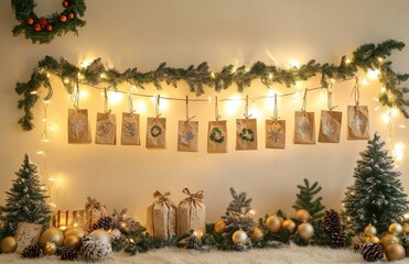 Christmas Surprises Festive Bags on a Clothesline