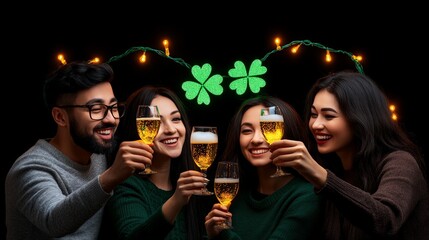 St. Patrick's Day Cheers: Diverse Friends Toast to Friendship
