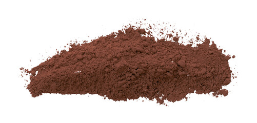 Brown powder isolated on transparent background.