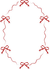 Red bow and Squiggly Red Round Frame